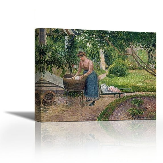 Washerwoman at Eragny - Contemporary Fine Art Giclee on Canvas Gallery Wrap - wall décor - Art painting - 25 x 20 Inch - Ready to Hang
