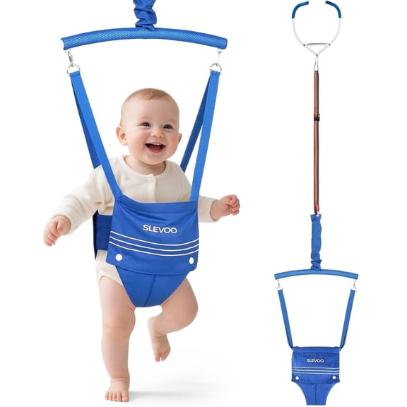 Slevoo Baby Jumper, Baby Doorway Jumper Bouncer for Babies 6-12 Months, with Easy to Use Clamp and Adjustable Strap, Blue