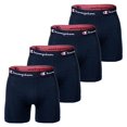 thumbnail image 1 of Champion Calzoncillos bóxer para hombre, pack de 4 - algodón, logo en cintura, color liso Marina S (Small), 1 of 3