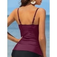 thumbnail image 7 of Charmo Women's High Neck Tankini Tops Built-in Bra Only Tummy Control Swimsuit Tops Ruched Swim Tops Without Bottoms, 7 of 7