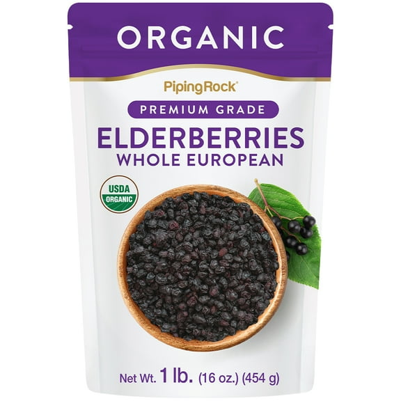 Organic Elderberries 1 lb | Whole European Berries for Men and Women | by Piping Rock
