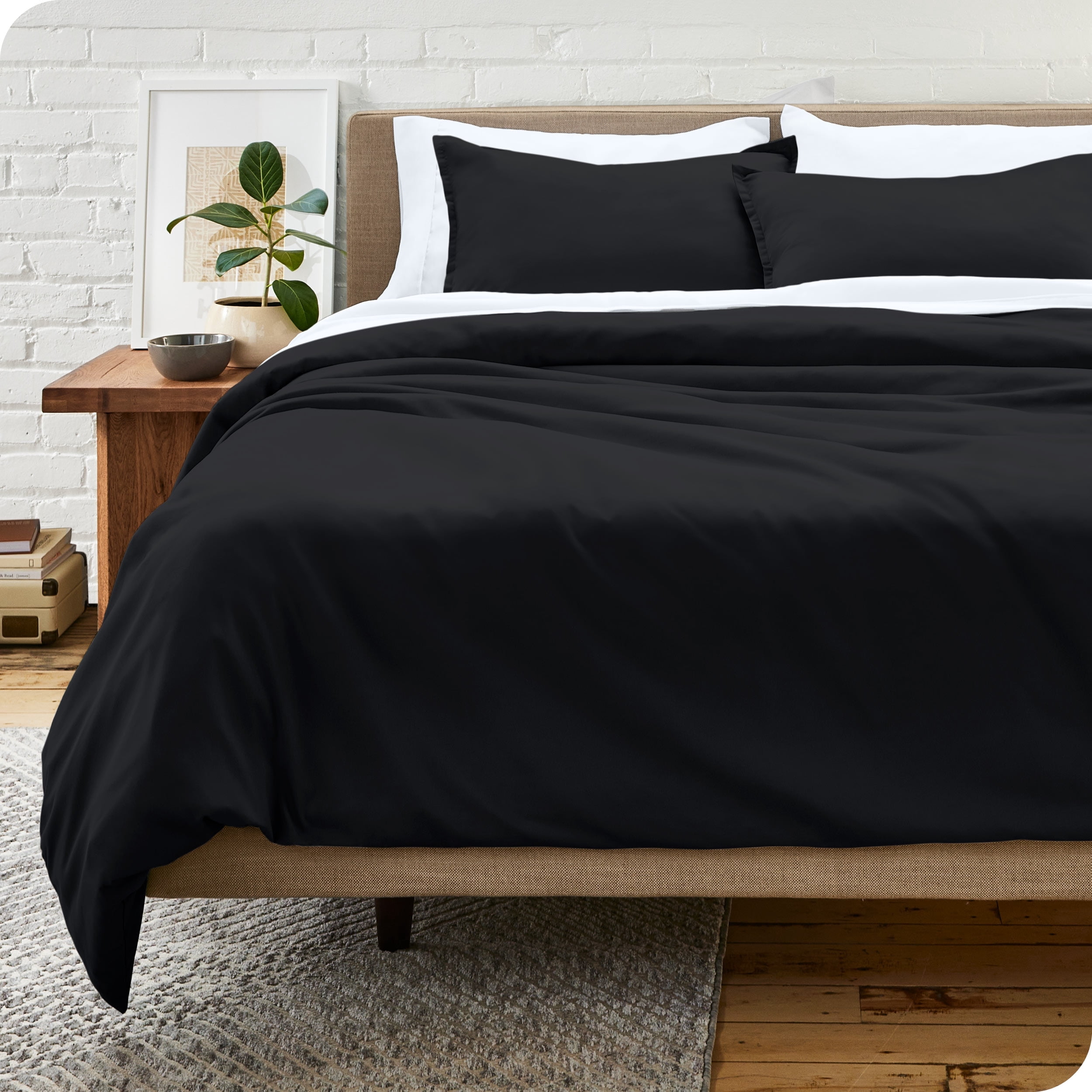 Bare Home Microfiber Duvet Cover & Sham Set, King, Black, 3-Pieces