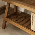 thumbnail image 5 of 43''W Solid Wood Entryway Bench with Shelf, Farmhouse Long Wooden Bench for Indoor Living Room Bedroom, 5 of 7
