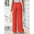 thumbnail image 5 of TEMOFON Pants for Women Wide Leg Linen Pant Palazzo Summer Casual Flowy Pants with Pocket Orange Drawstring Loose Comfy Soft Pants S, 5 of 10