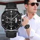 thumbnail image 2 of Relojes De Cuarzo Con Correa De Cuero De Alta Calidad Para Hombres , Estilo Simple De Moda Ultrafina/Reloj De Acero Inoxidable De Oro Negro/Pulsera De Negocios De Esfera De Vidrio Minimalista, 2 of 4