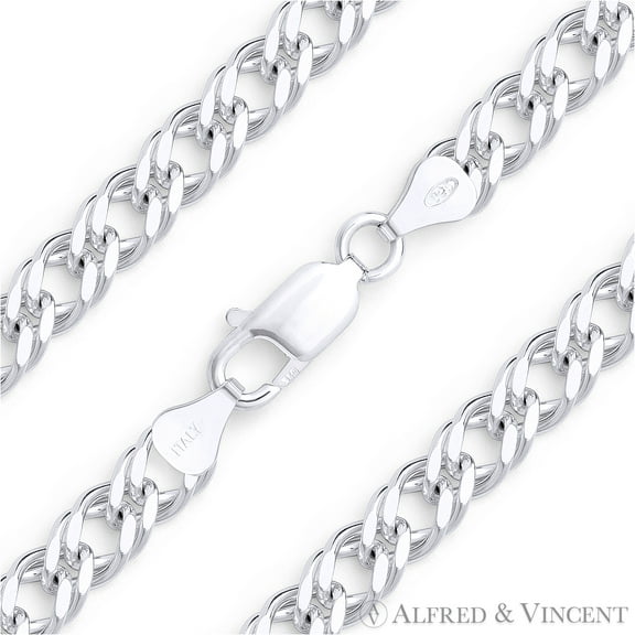 5.5mm Rombo Link Italian Chain Anklet in Solid .925 Sterling Silver