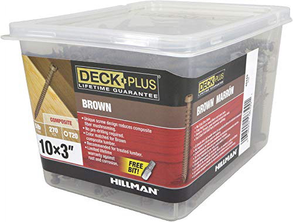 Hillman Fasteners 48449 Deck Plus Exterior Composite Screws, Star, Brown Ceramic, 3-In. x #10, 5-Lb.