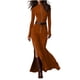 thumbnail image 3 of RKSTN Women's Fishtail Dress Plus Size Elegant Zipper Collar High Waist Irregular Party Tassel Splicing Zipper Dress Womens Casual Solid Slim Fits One Piece Bodysuit Long Fishtail Dresses, 3 of 9