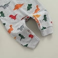 thumbnail image 6 of Baby Boy Girl Long Sleeve Hooded Jumpsuit Cartoon Dinosaur Printed Romper Bodysuit Overall Outfits, 6 of 7