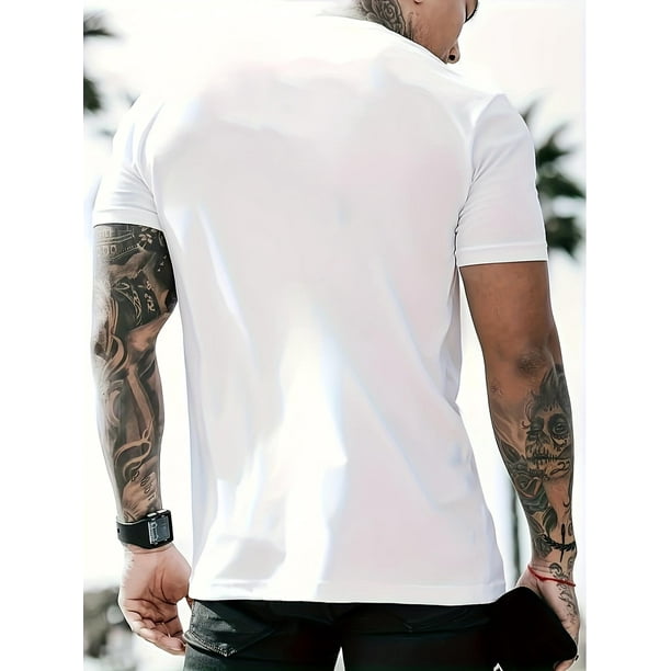 Camiseta cómoda para hombre con estampado de vaquero y letras