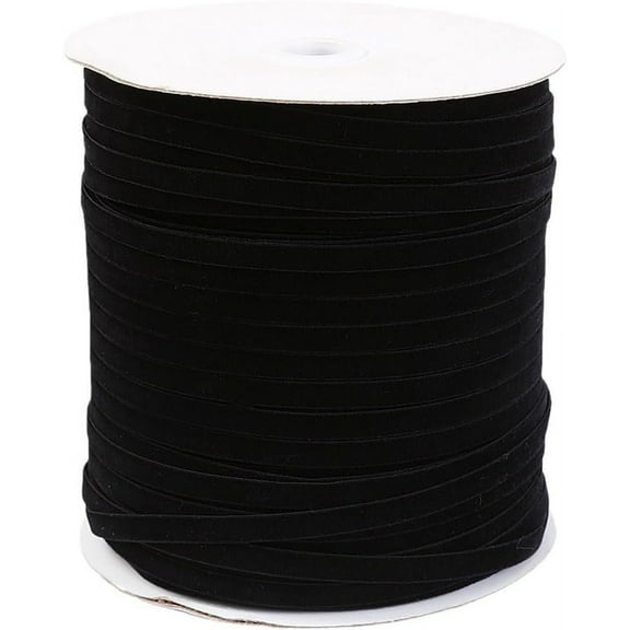 Single Face Velvet Ribbon Black 3/8 inch(9.5~10mm) about 50yards/roll(45.72m/roll) Velvet