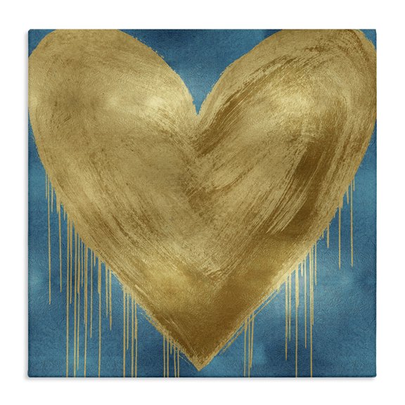 Stupell Industries Contemporary Bronze Heart over Blue Canvas Art, 24 x 24, by Lindsay Rodgers