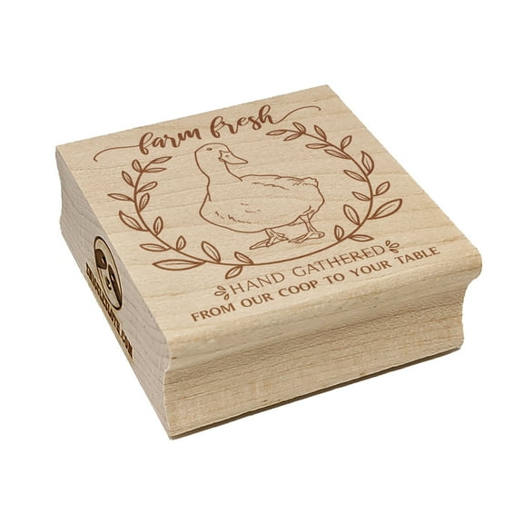 Farm Fresh Hand Gathered Duck Eggs From Our Coop to Your Table Square Rubber Stamp Stamping Scrapbooking Crafting - Small 1.25in