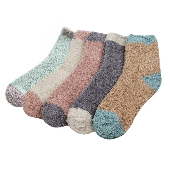 SEWACC 5Pairs Female Winter Socks in Assorted Color for Warmth and Comfort in Cold Weather
