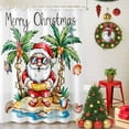 thumbnail image 5 of Santa Claus Ocean Beach Shower Curtain for Bathroom, Coconut Tree Shell Starfish Waterproof Shower Curtains Washable Quick Dry with Hooks Bathtub Curtains 72x72IN, 5 of 9