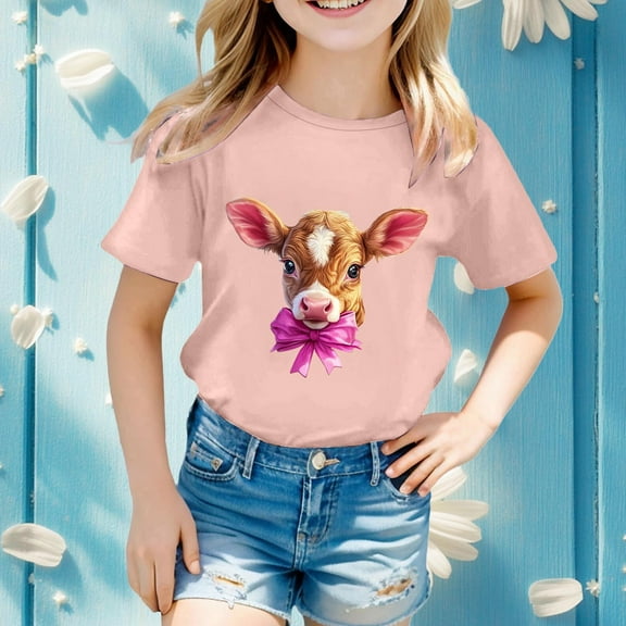 Toddler Girls Bunny T-Shirt Bunny Print Funny Rabbit Graphic Tshirts Rabbit Easter Kids Toddler T-Shirt Size 4T
