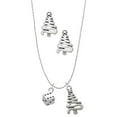 thumbnail image 1 of Delight Jewelry Silvertone Dice Silver tone Zig Zag Christmas Tree Charm Necklace and Stud Earrings, 1 of 4