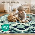 thumbnail image 4 of ODIKA 9'x12' Washable Area Rug Non-Slip, Chair-Friendly Felt Turtle Wave Marine Nautical Underwater Coral Reef Ocean Flowing Dynamic for Dining Room, Basement, Large Office, 4 of 7