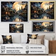 thumbnail image 4 of Designart "Yellow Canal City Reflections Pointillism I" Canals Floater Framed Canvas Art Print, 4 of 7