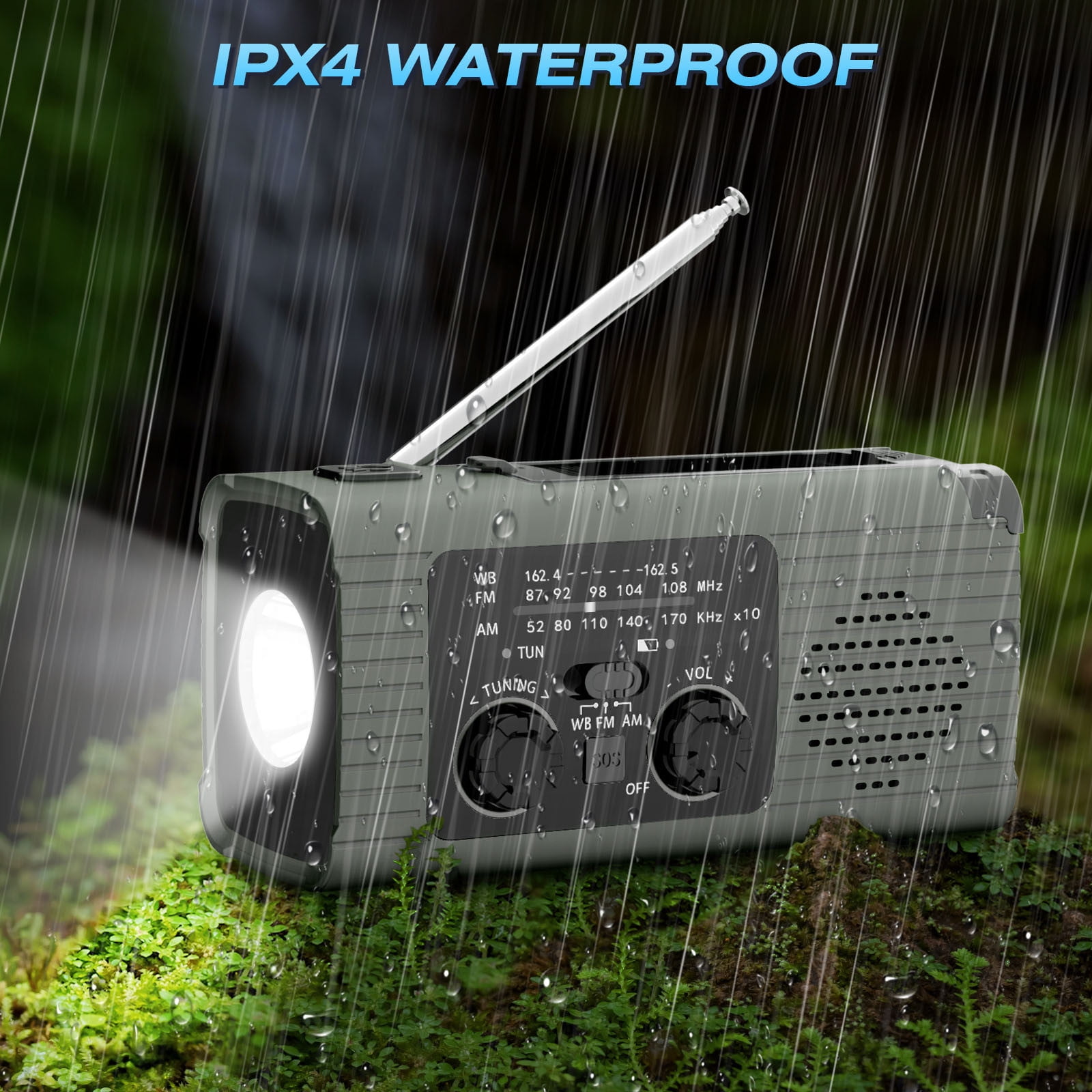4000mAh Hand Crank Solar Emergency Weather Radio, With Full Band NOAA AM FM Signal Reception Layout, Practical Survival Gear For Outdoor Camping Hiking Wilderness Emergency Preparation