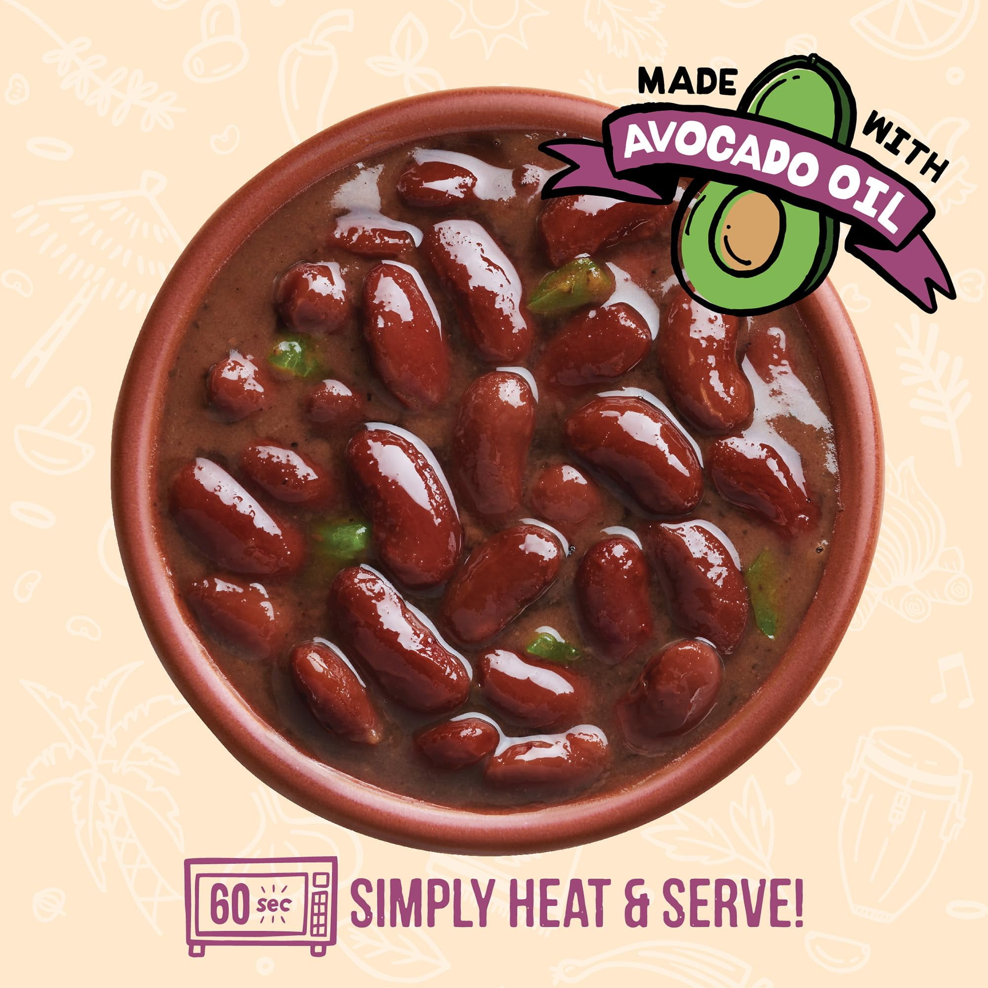 A Dozen Cousins Seasoned Beans, Microwaveable, Vegan and Non-GMO Meals Ready to Eat Made with Avocado Oil (Creole Red Beans, 6 Pack)