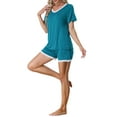 thumbnail image 4 of INSPIRE CHIC Women's Mother's Day Pajama Set Short Sleeve Tops and Shorts Lounge Nightwear with Pockets S Peacoke Blue, 4 of 6