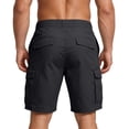 thumbnail image 4 of Cargo Shorts for Men Button Elastic Waisted Keen Length Shorts Summer Workout Hiking Casual Short Pants Gray M, 4 of 5