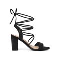 thumbnail image 3 of BLISSFUL STEP Lace Up Slingback Block High Heels Sandals for Women, 3 of 7