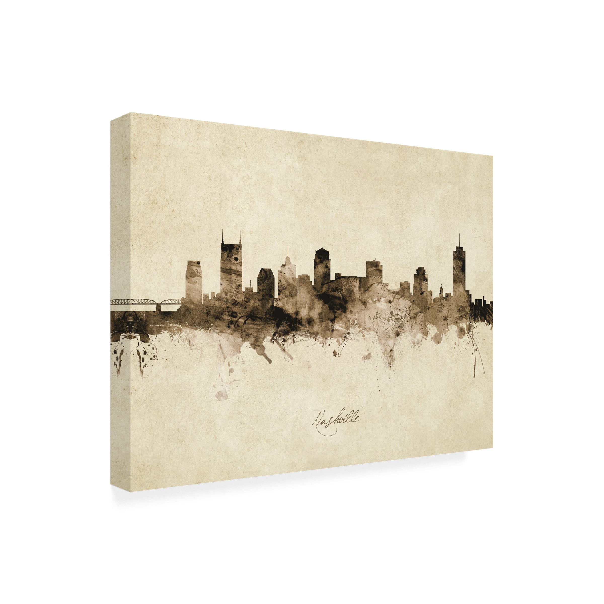 Michael Tompsett 'Nashville Tennessee Skyline Vintage' Canvas Art