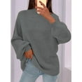 thumbnail image 5 of Women'S Fall Oversized Sweaters Chunky Knit Mock Neck Long Sleeve Casual Pullover Winter Clothes Bean Green M, 5 of 7