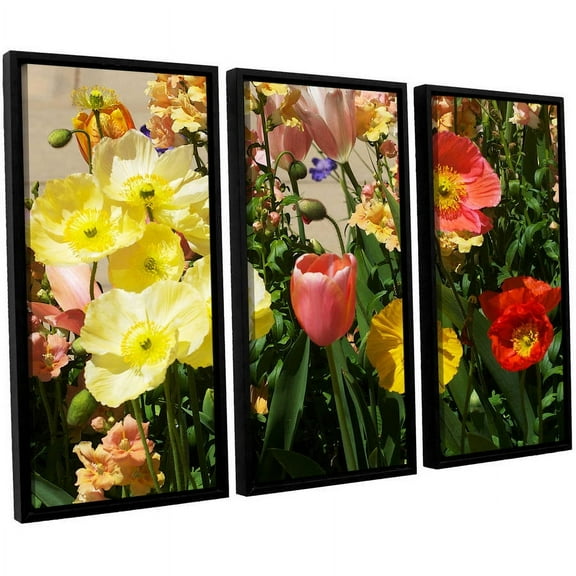 ArtWall Allan Friedlander "Yellow Flowers" 3-Piece Floater-framed Canvas Set