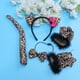 thumbnail image 2 of KAKOWELY Juego de 4 piezas en 1 para disfraz de leopardo, divertido accesorio para fiesta de Halloween, diadema, guantes, tocado para festival, lazo para la cola, suministros para fiesta de máscaras, 2 of 5