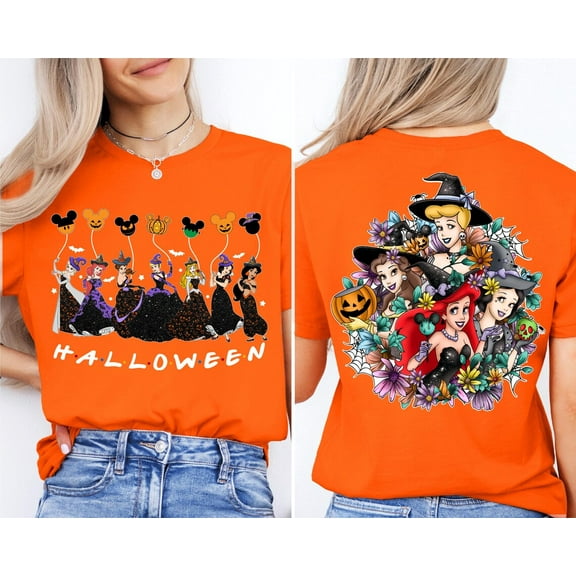 Disney Princess Halloween Shirt, Disneyland Princess T-Shirt, Trick or Treat , Spooky Princess Tee, Disney Halloween Trip ,Orange Color,Size 2XL
