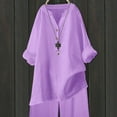 thumbnail image 4 of Gibobby Womens Oversized Button Up Shirts Long Sleeve Irregular Hem Blouse Tops(Purple,3XL), 4 of 5