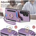 thumbnail image 4 of Phone Case for Samsung Galaxy S24 Ultra 5G Wallet Cover with Tempered Glass Screen Protector and Wrist Strap Lanyard RFID Credit Card Holder Ring Stand Cell S24Ultra 24S S 24 24Ultra Women Men Purple, 4 of 7