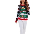 thumbnail image 3 of Faithtur Chandail de Noël pour Femmes Manches Longues Col Rond Imprimé Dinosaure/arbre de Noël, 3 of 9