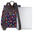 thumbnail image 3 of Disketp Skull rainbow color mushroom Mochila de Cuero para Mujer, Bolso de Espalda Antirrobo con Estilo para Viaje, Trabajo y Uso Diario, 3 of 4
