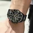 thumbnail image 4 of OLEVS Watches for Men Luxury Analog Quartz Chronograph Business Dress Gold Plated Stainless Steel Moon Phase Waterproof Luminous Date Casual Mens Wrist Watches Reloj Para Hombre, 4 of 10