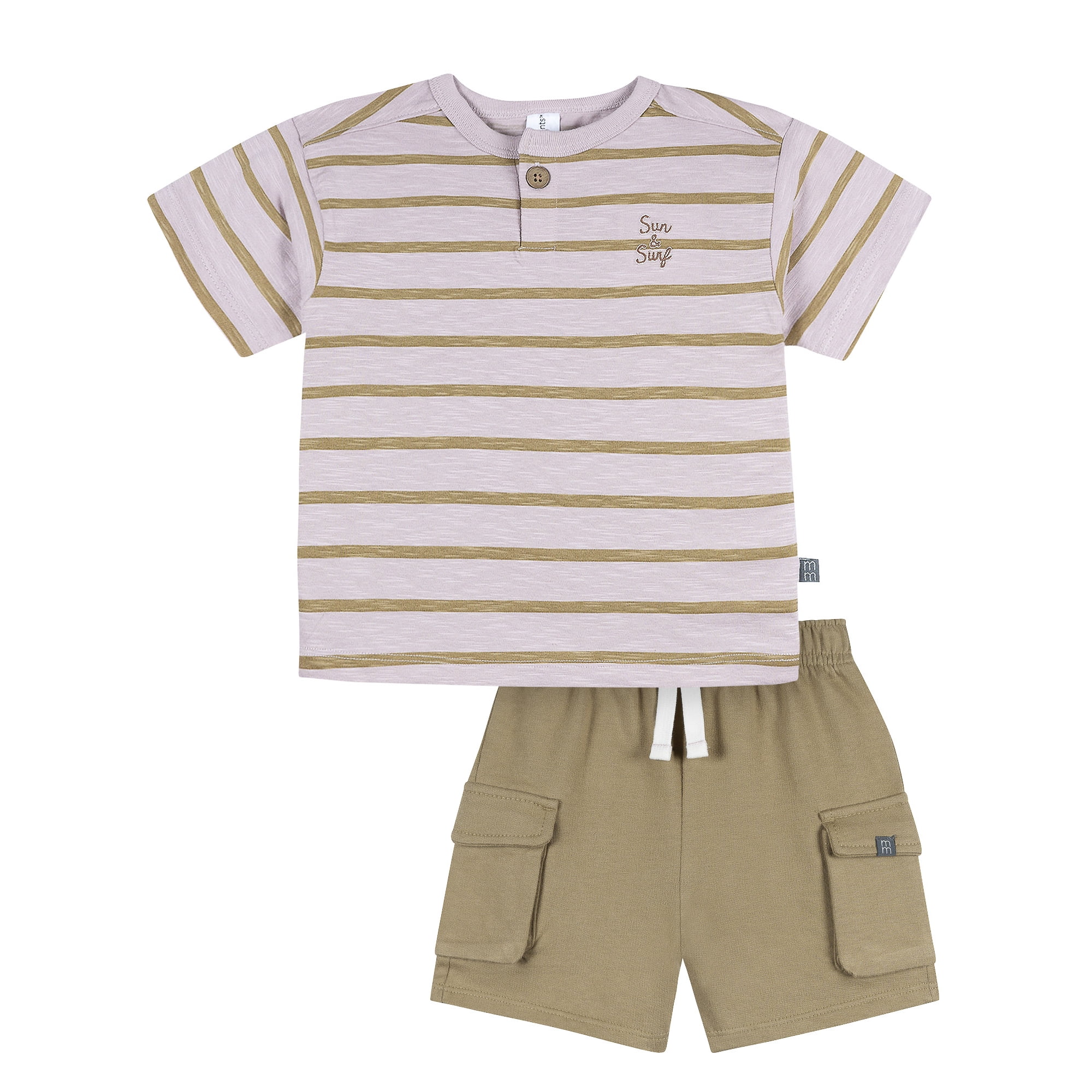 Modern Moments by Gerber Baby and Toddler Boy Textured Shirt and Cargo Short Set, 2-Piece, Sizes 0/3 Months - 5T