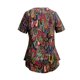 thumbnail image 3 of Camiseta Con Cuello En V Y Cremallera Frontal Con Estampado Completo, Camiseta Informal De Manga Corta Para Primavera Y Verano, Ropa De Mujer, 3 of 4