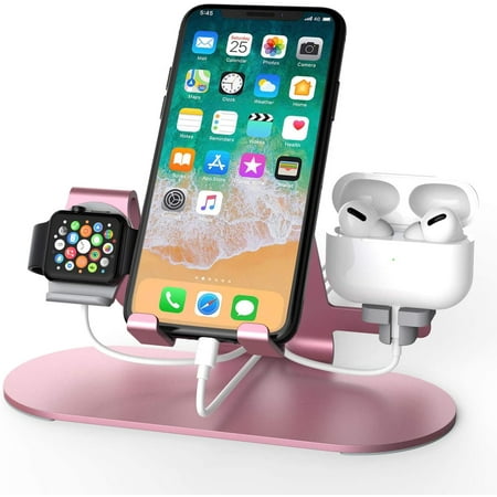 3 in 1 Aluminum Charging Station for Apple Watch Charger Stand Dock for iWatch Series 4/3/2/1,iPad,AirPods and iPhone 13/12/11/Xs/X Max/XR/X/8/8Plus/7/7 Plus /6S /6S Plus