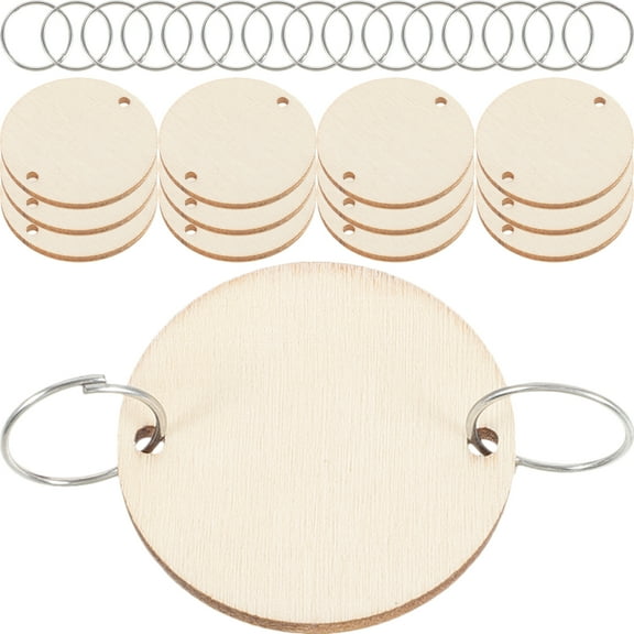 WSTEER 50pcs Round Wooden Slices With 50 Iron Loops Set For Birthday Reminder Hanging Wooden Plaque Board DIY Calendar Accessories Home Decoration (Burlywood)