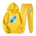 thumbnail image 2 of Feancey Womens Hooded Track Suits 2 Piece Set Valentines Day Novelty Printed Hoodie Sets Teen Girl Casual Oversized Sweatshirt and Jogger Pants Sweatsuits Yellow XL, 2 of 7