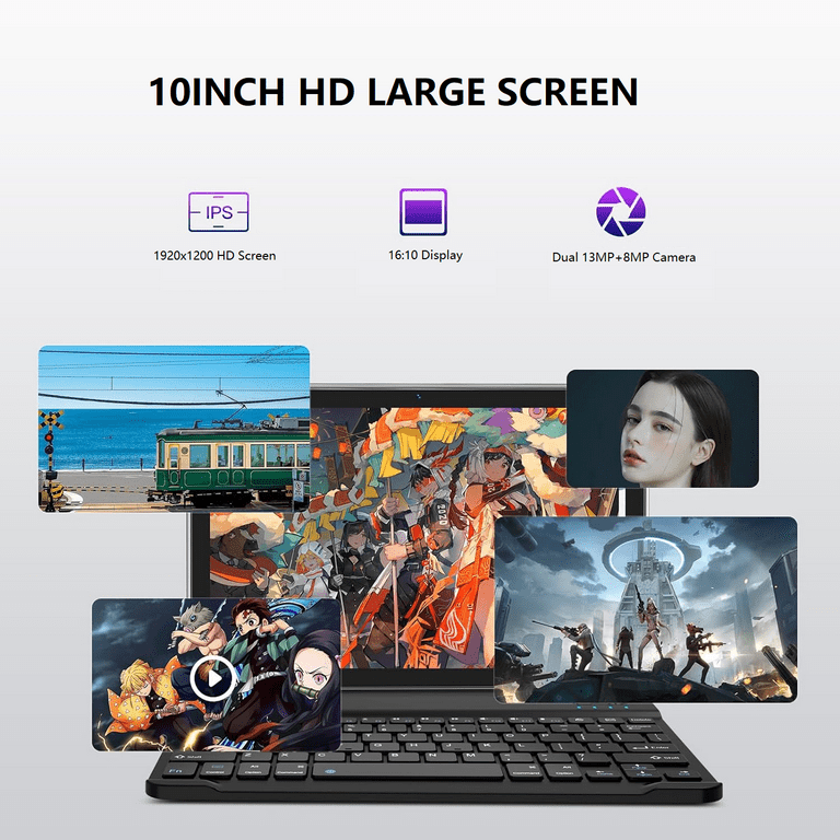 Tableta Android 13 de 10 pulgadas con teclado, 12 GB de RAM, 128 GB de ROM  512 GB expandir, Octa-Core, WiFi 5G/2.4G, pantalla IPS HD, Tablet PC de