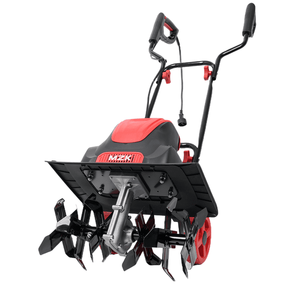 MZK 16" 13A Electric Tiller, 8" Tilling Depth w/ Adjustable Wheels for Garden/Yard
