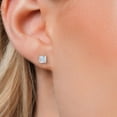 thumbnail image 3 of Gem Stone King 2.30 Cttw 14K White Gold White Moissanite Double Notch Stud Earrings | Princess 6MM | Gold Earrings for Women Men, 3 of 6