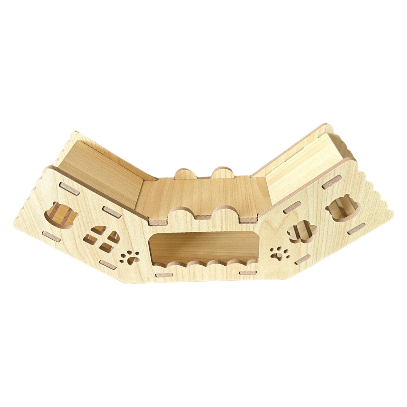 Wooden Pet Hamster Tunnel Hideout Multi Chamber Structure for Gerbil Play and Enrichment Cage Scenery