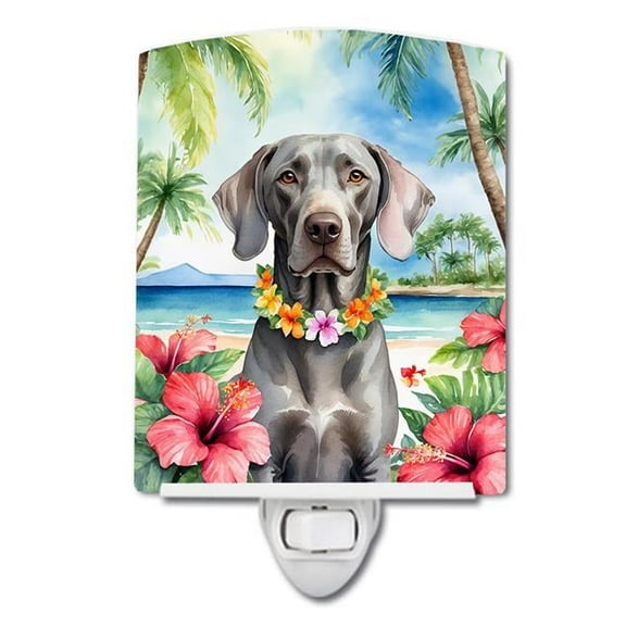 6 x 4 in. Weimaraner Luau Ceramic Night Light