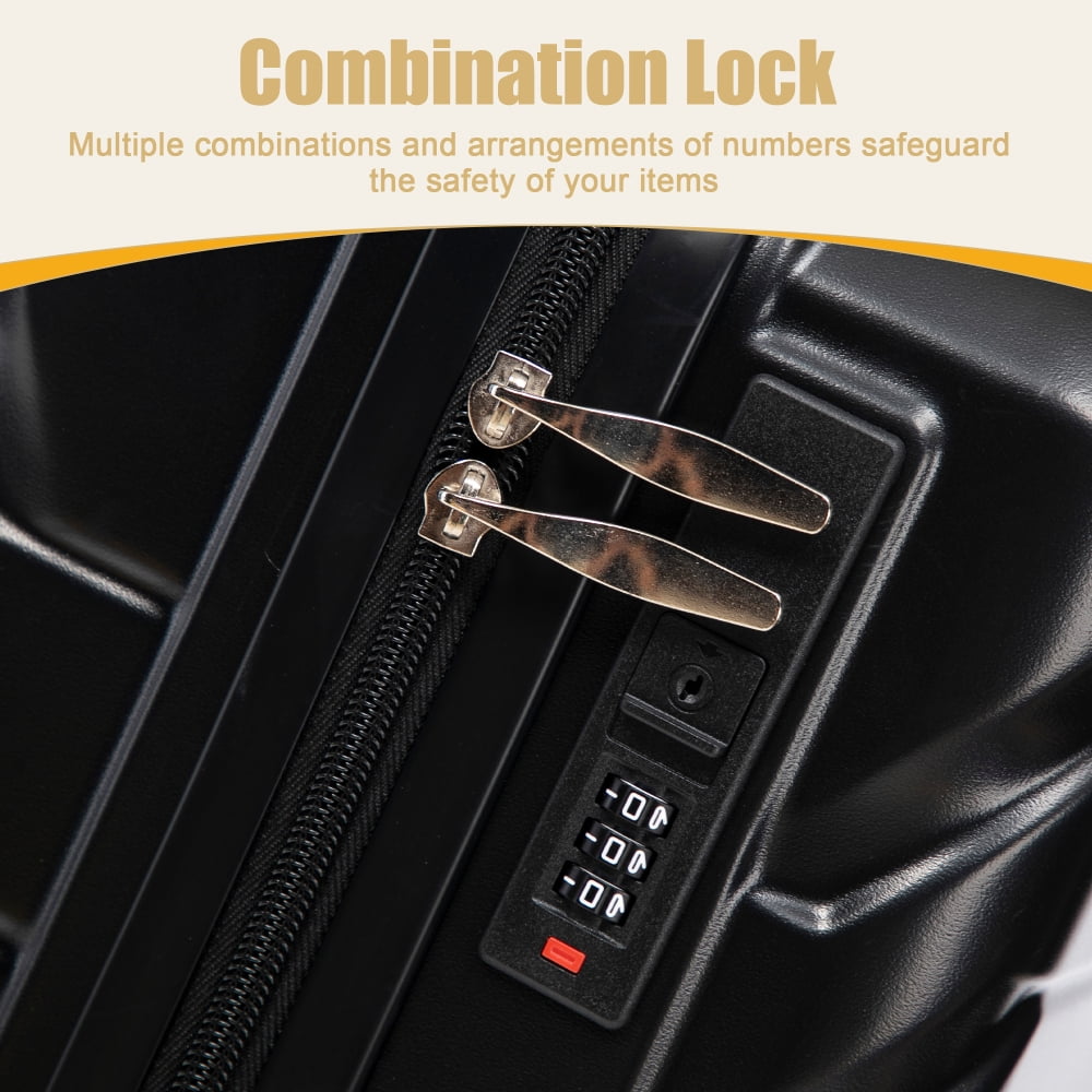 28 Inch ABS Hard Shell Large Travel Checked Luggage - Scratch Resistant Surface Four Multi-Directional Wheels,  With Combination Lock and Side Hooks .(Silver)