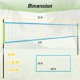 thumbnail image 3 of Gymax Portable Outdoor Volleyball Net Set Height Adjustable Poles Anti-Sag Green, 3 of 10